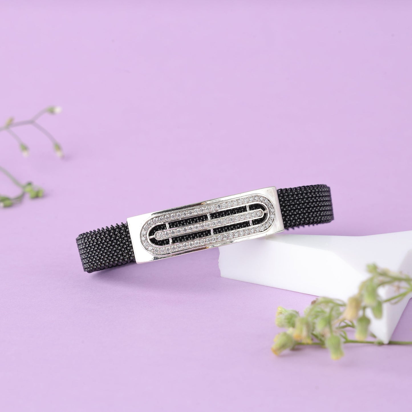 Sparkling Silver Diamond Band