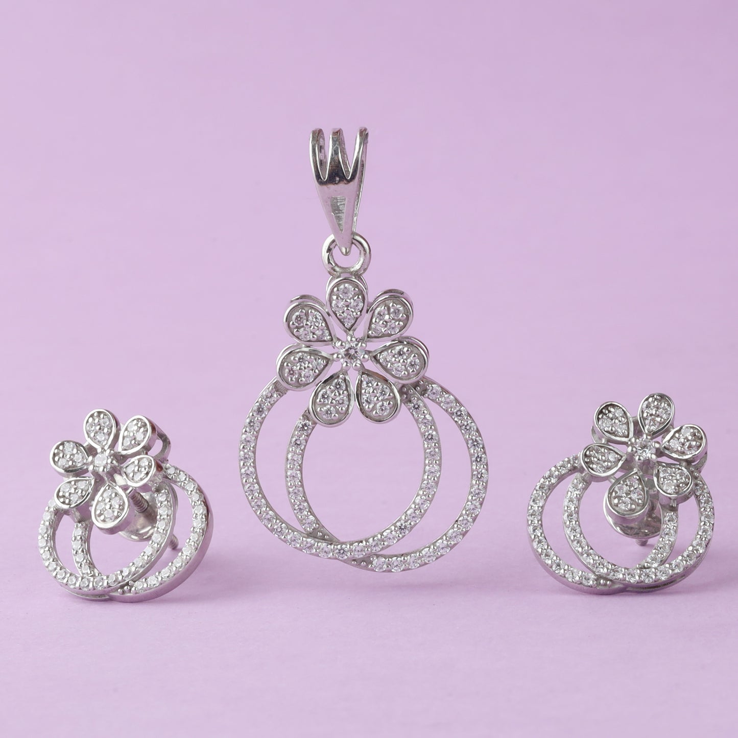 Silver Flower Chain Pendant