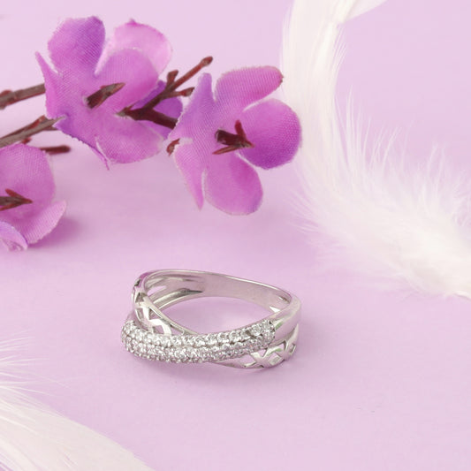 Ladies White Rounded Ring