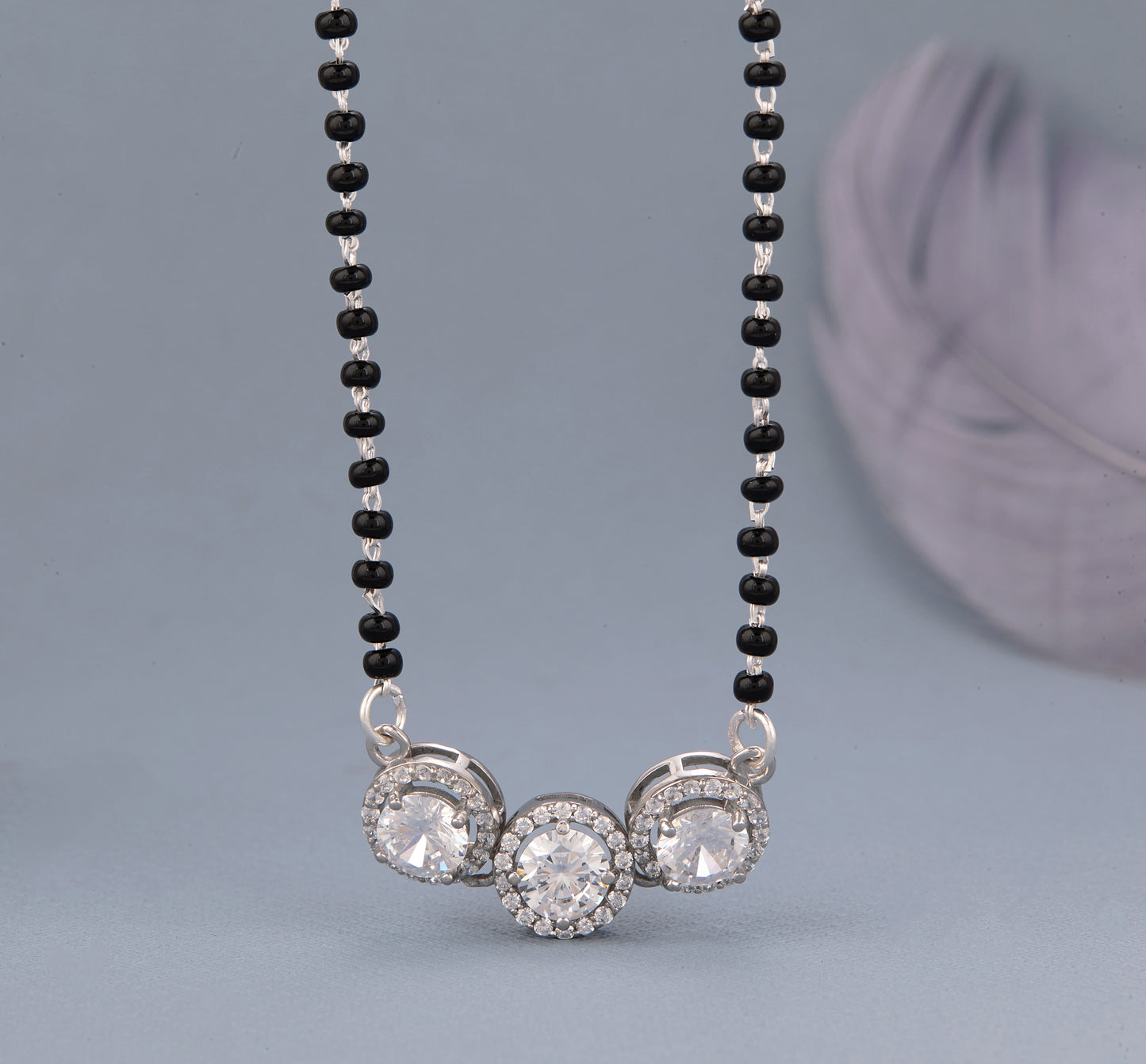 Three Stone Silver Mangalsutra