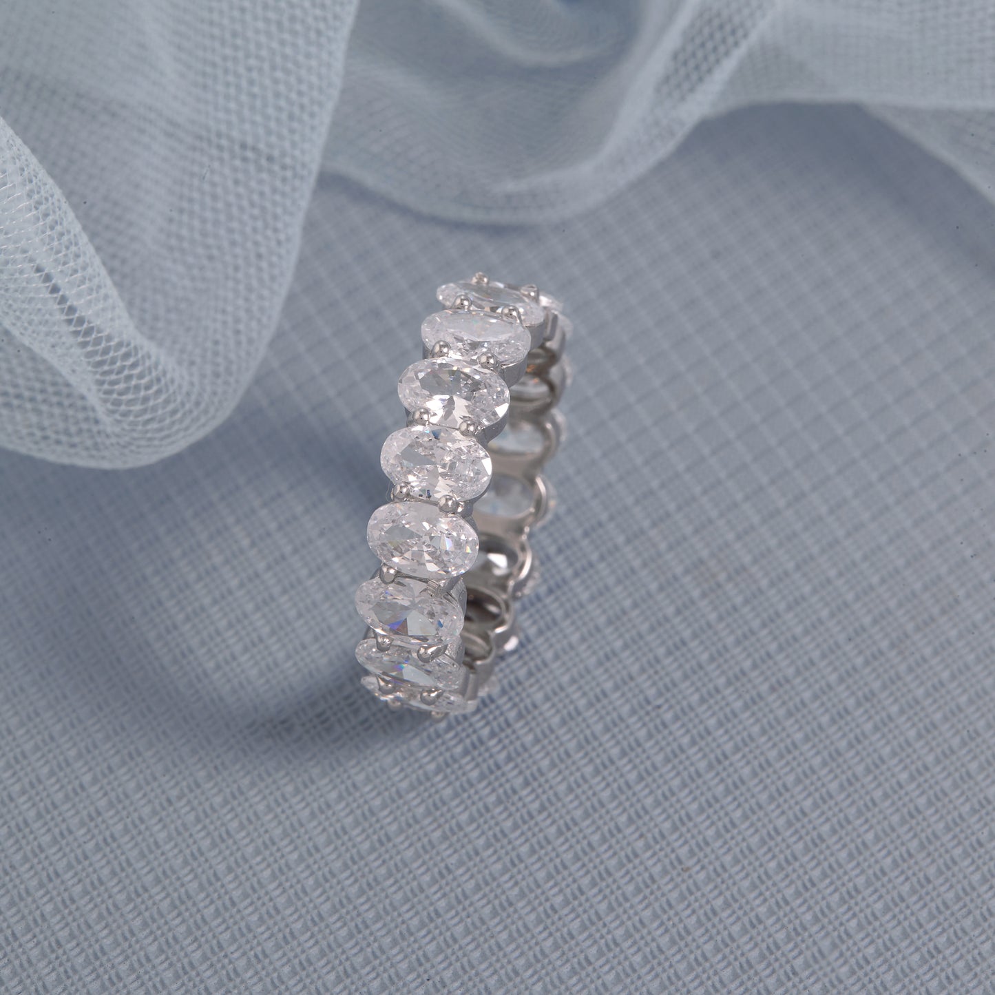 Ladies Silver Diamond Band