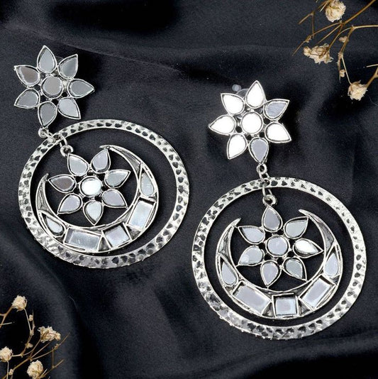 Navratri silver earrings for women