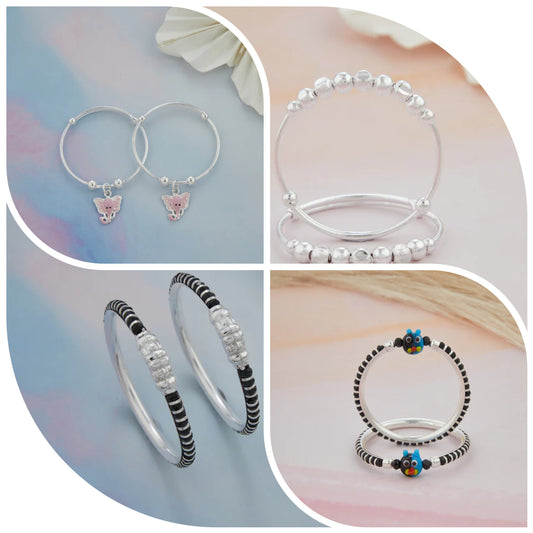 Cute And Comfortable Silver Bangles For Babies