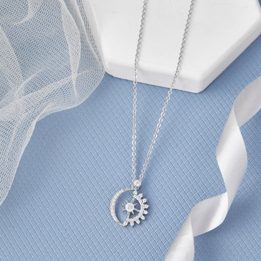 Back Moon and Star Chain Pendant: