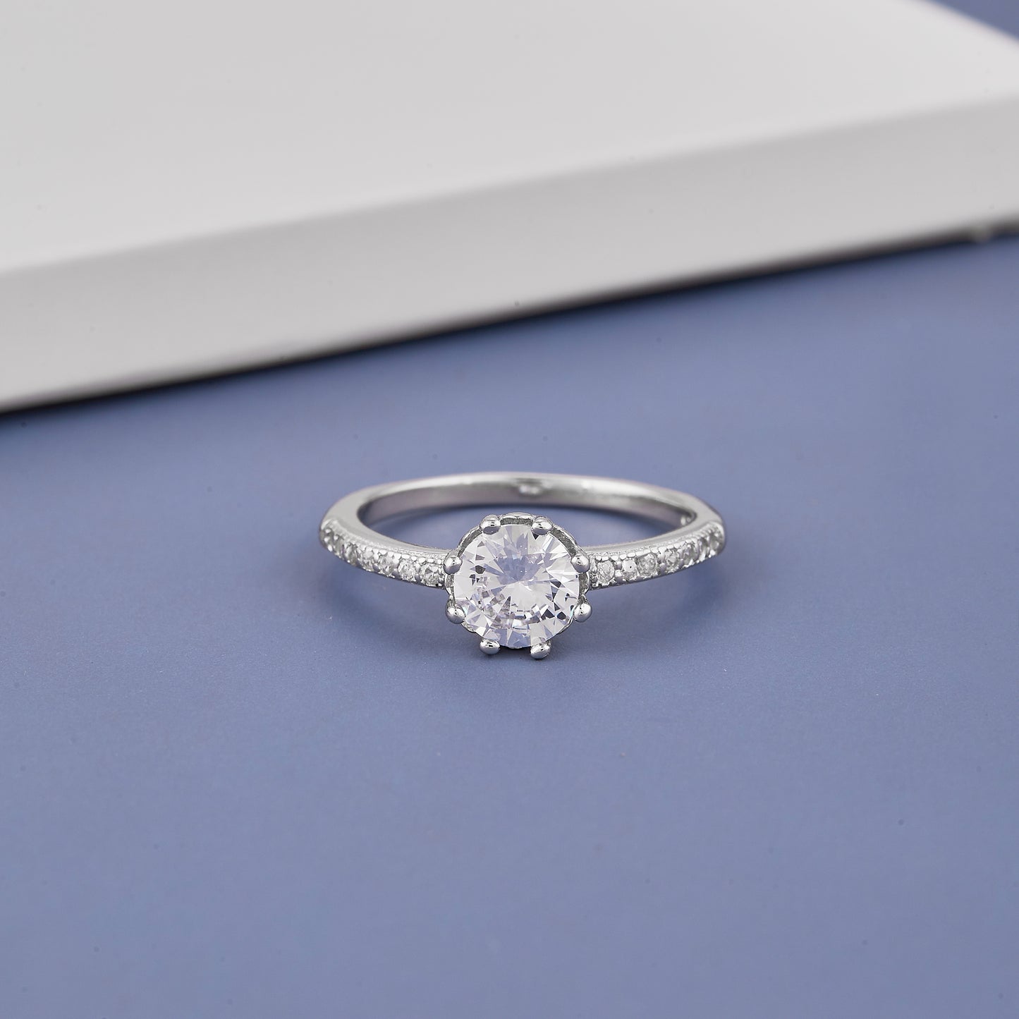 Ladies White Round Stone Diamond Ring