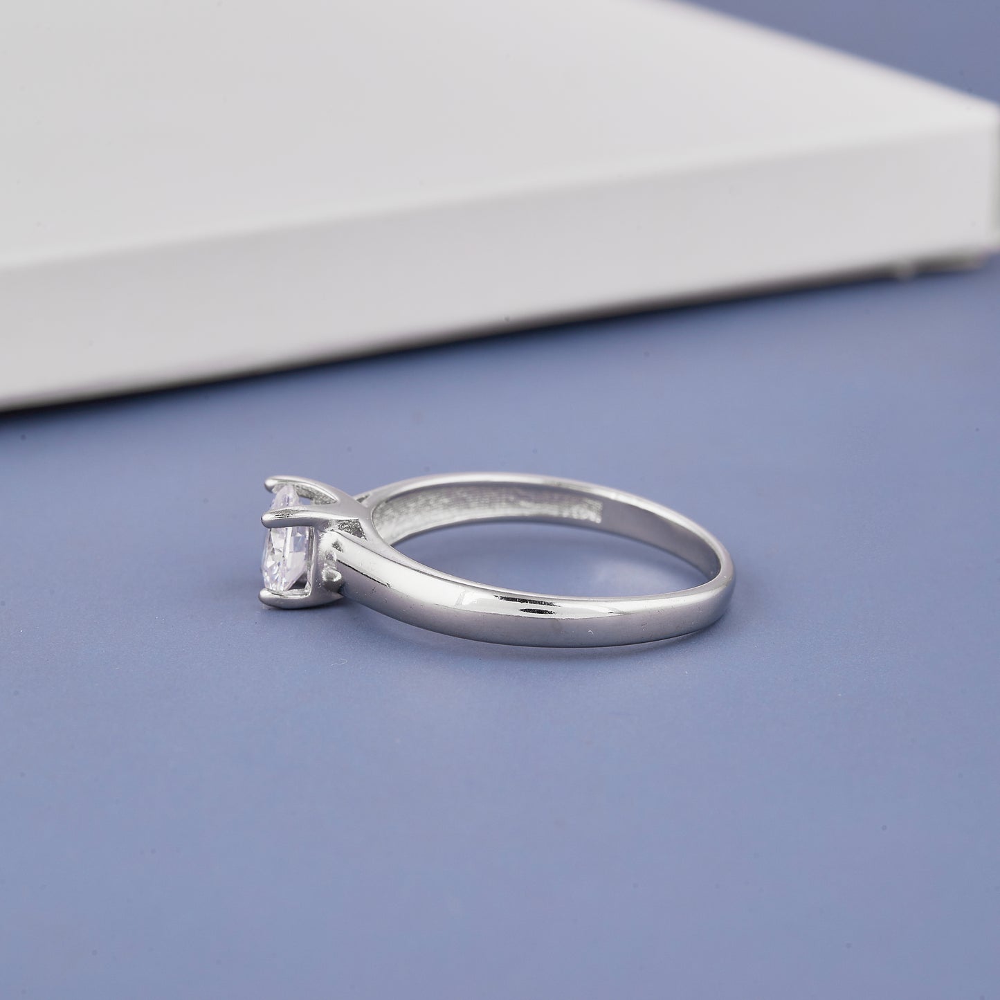 Ladies White Oval Stone Diamond Ring