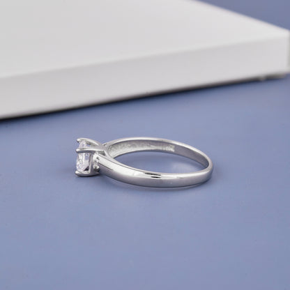 Ladies White Oval Stone Diamond Ring