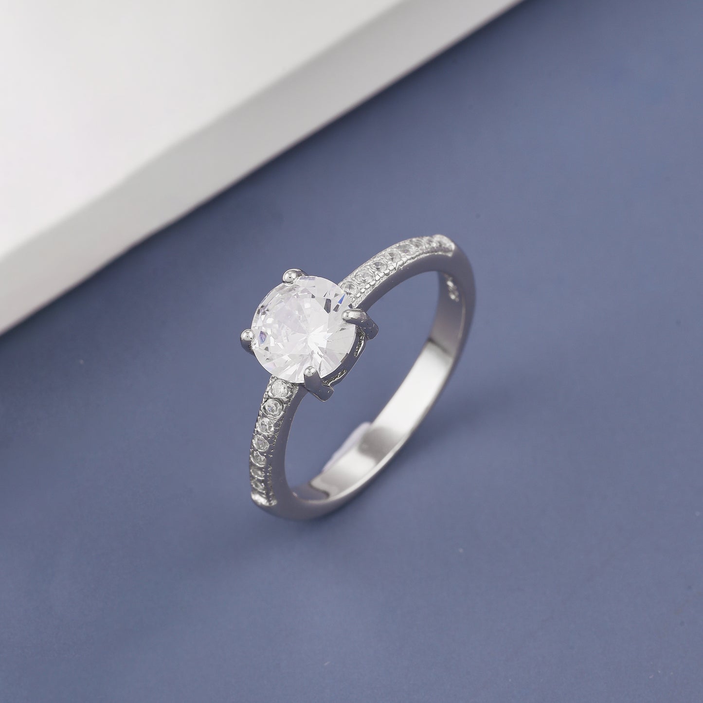 Ladies White Oval One Diamond Ring