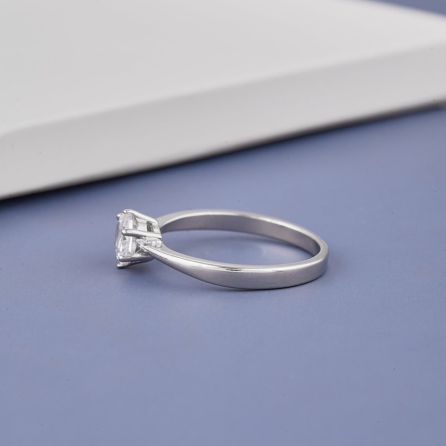 Ladies White Oval Stone Diamond Ring