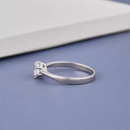 Ladies White Oval Stone Diamond Ring