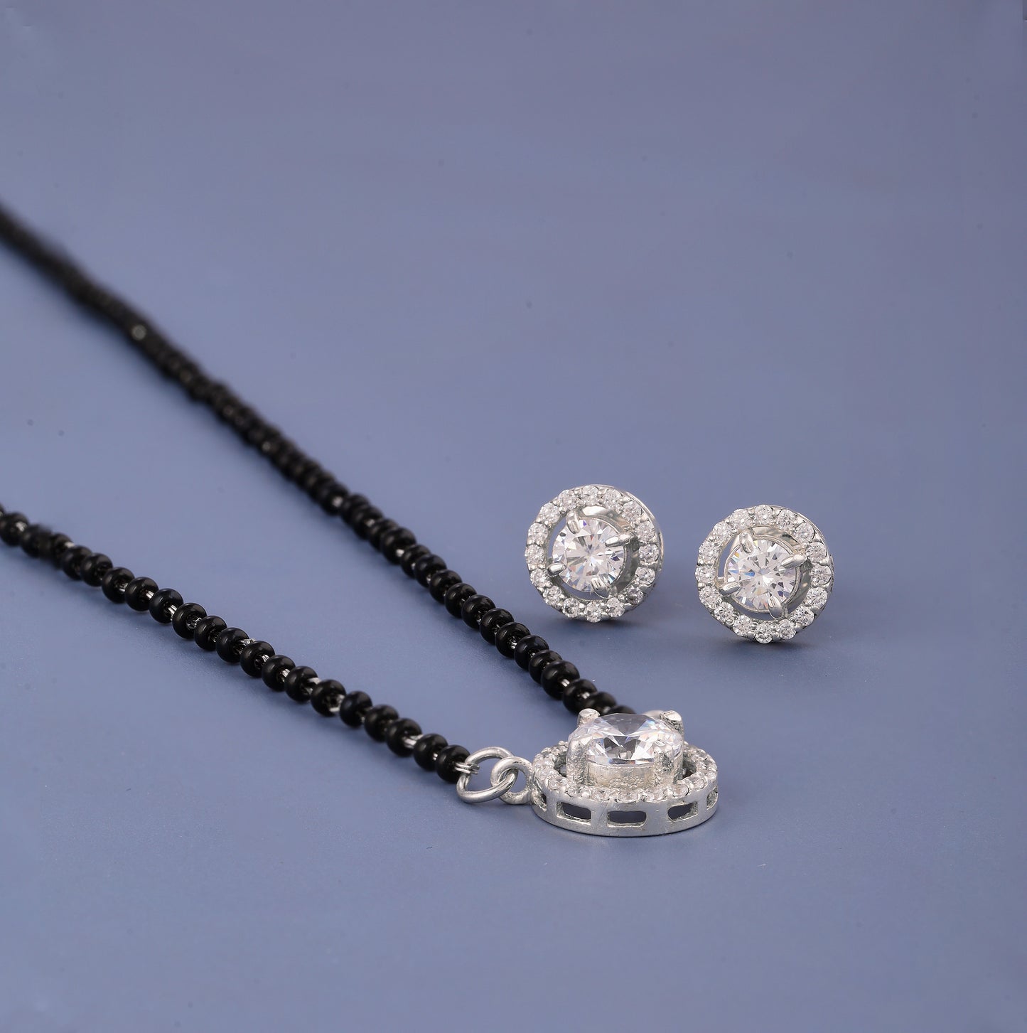 Silver Single Stone mangalsutra
