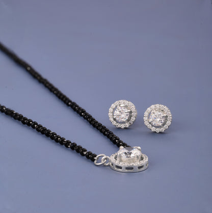Silver Single Stone mangalsutra