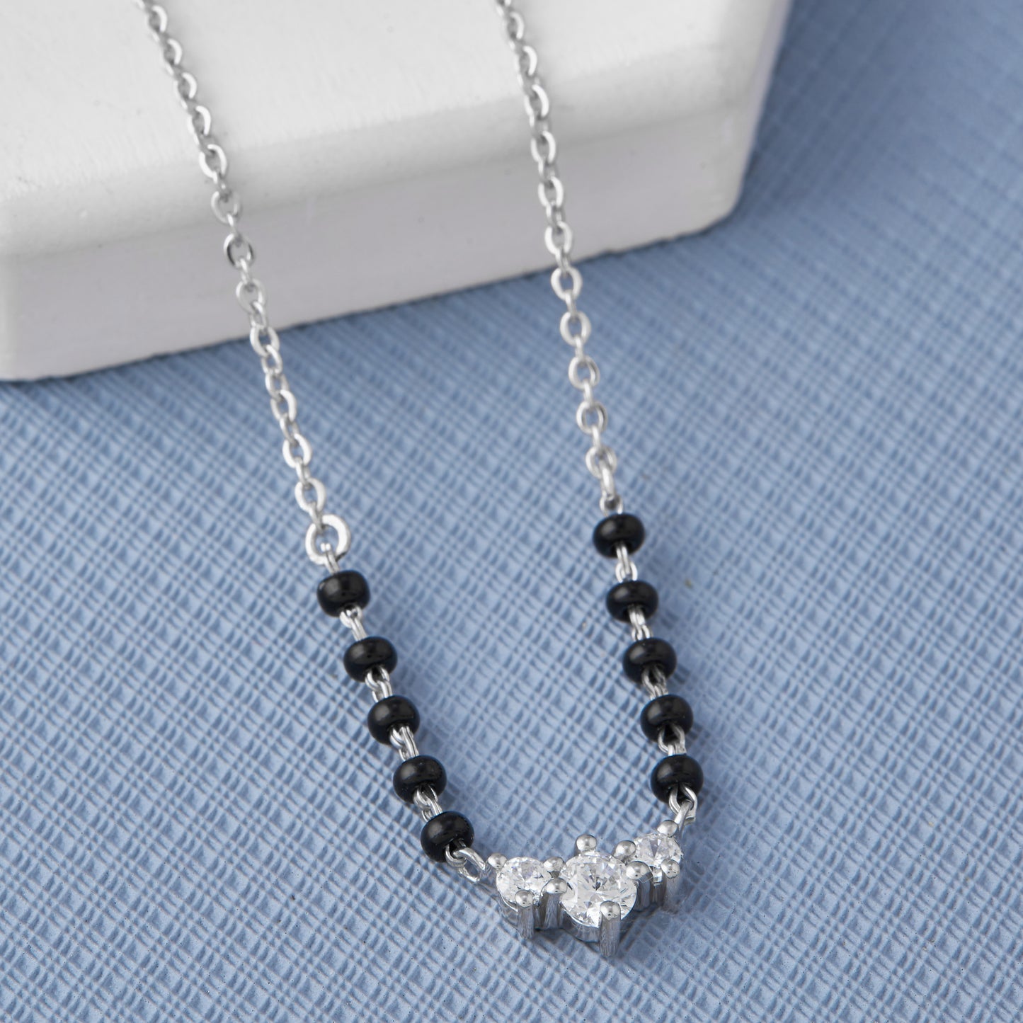 Silver Three Stone Mangalsutra