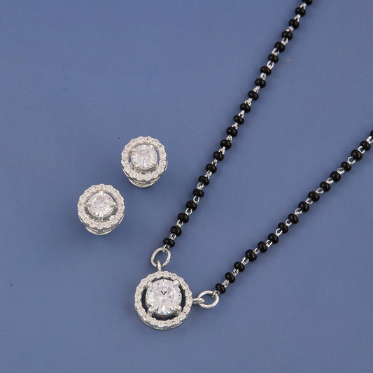 Silver Single Stone mangalsutra