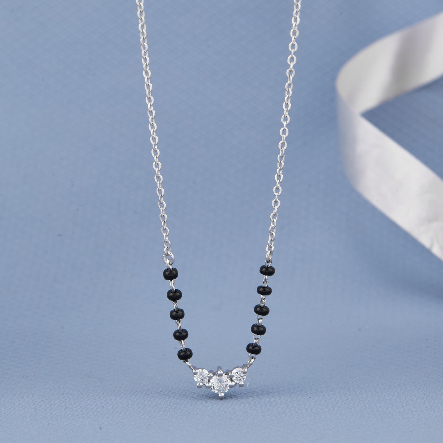 Silver Three Stone Mangalsutra