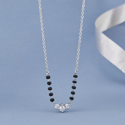 Silver Three Stone Mangalsutra