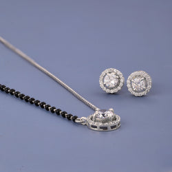 SILVER SINGLE STONE MANGALSUTRA WITH HALF CHAIN