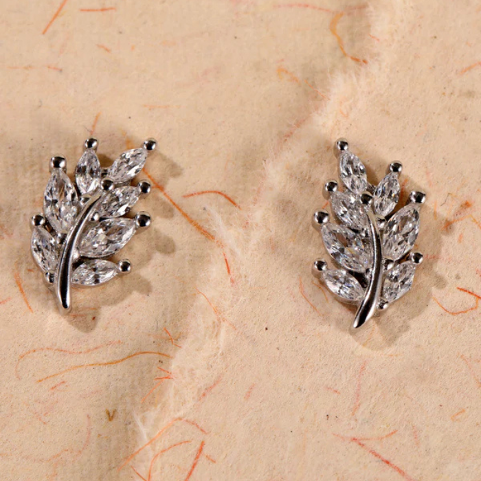 Silver Fern Stud Earring