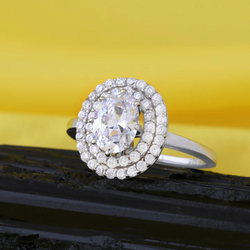 American Diamond Solitaire Halo Rin