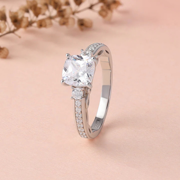 Square Solitaire American Diamond Proposal Ring