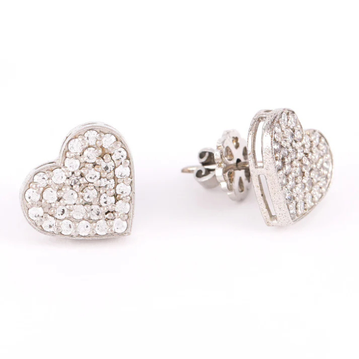 Glitter Heart Earring Stud