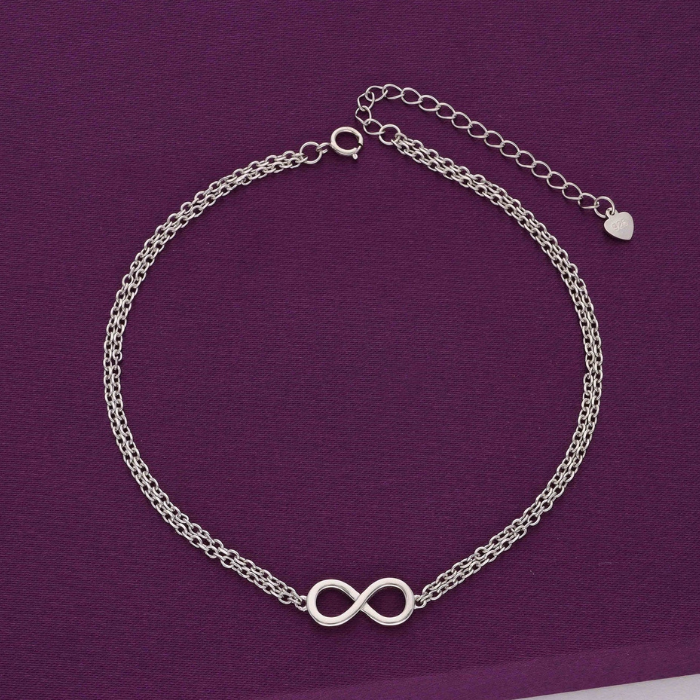 Double Strand Single Infinity Silver Anklet