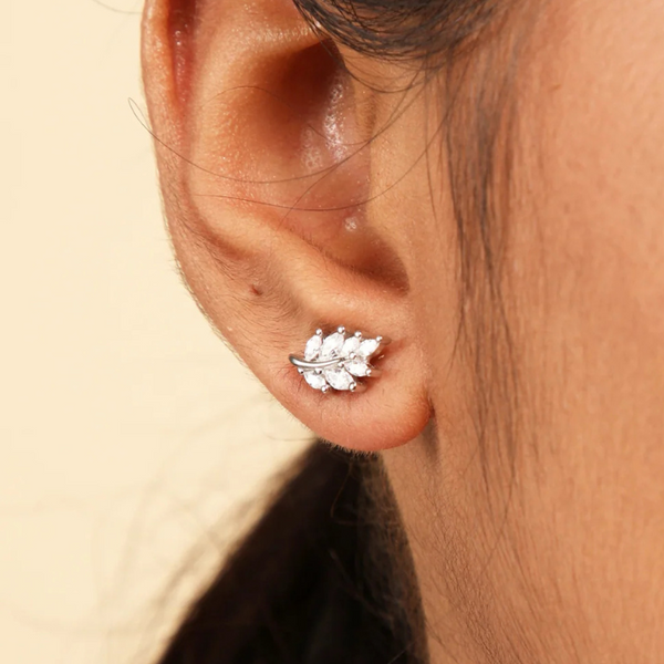 Silver Fern Stud Earring