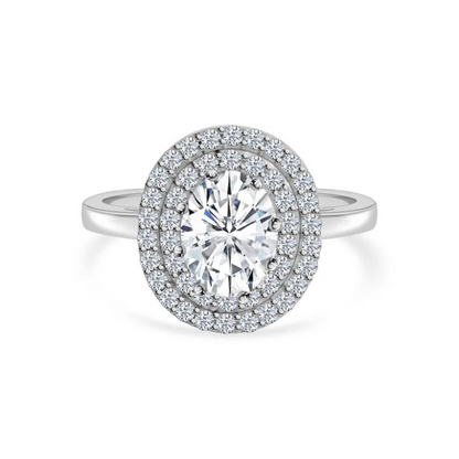 American Diamond Solitaire Halo Rin