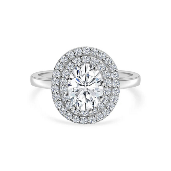 American Diamond Solitaire Halo Rin