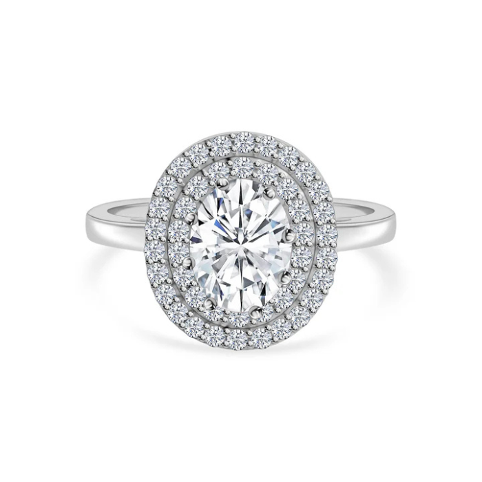 American Diamond Solitaire Halo Rin