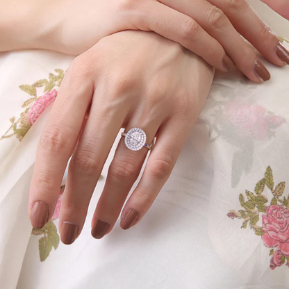 American Diamond Solitaire Halo Rin