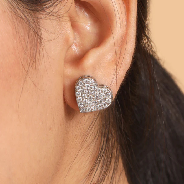 Glitter Heart Earring Stud