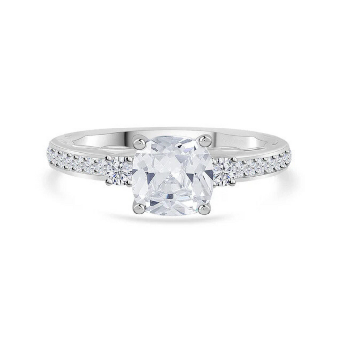 Square Solitaire American Diamond Proposal Ring