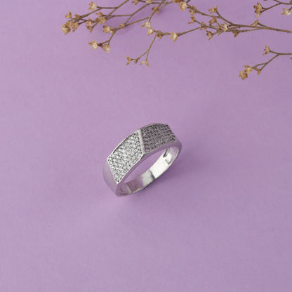 Modern Edge Silver Band