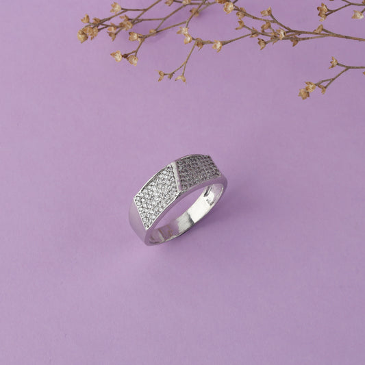 Modern Edge Silver Band