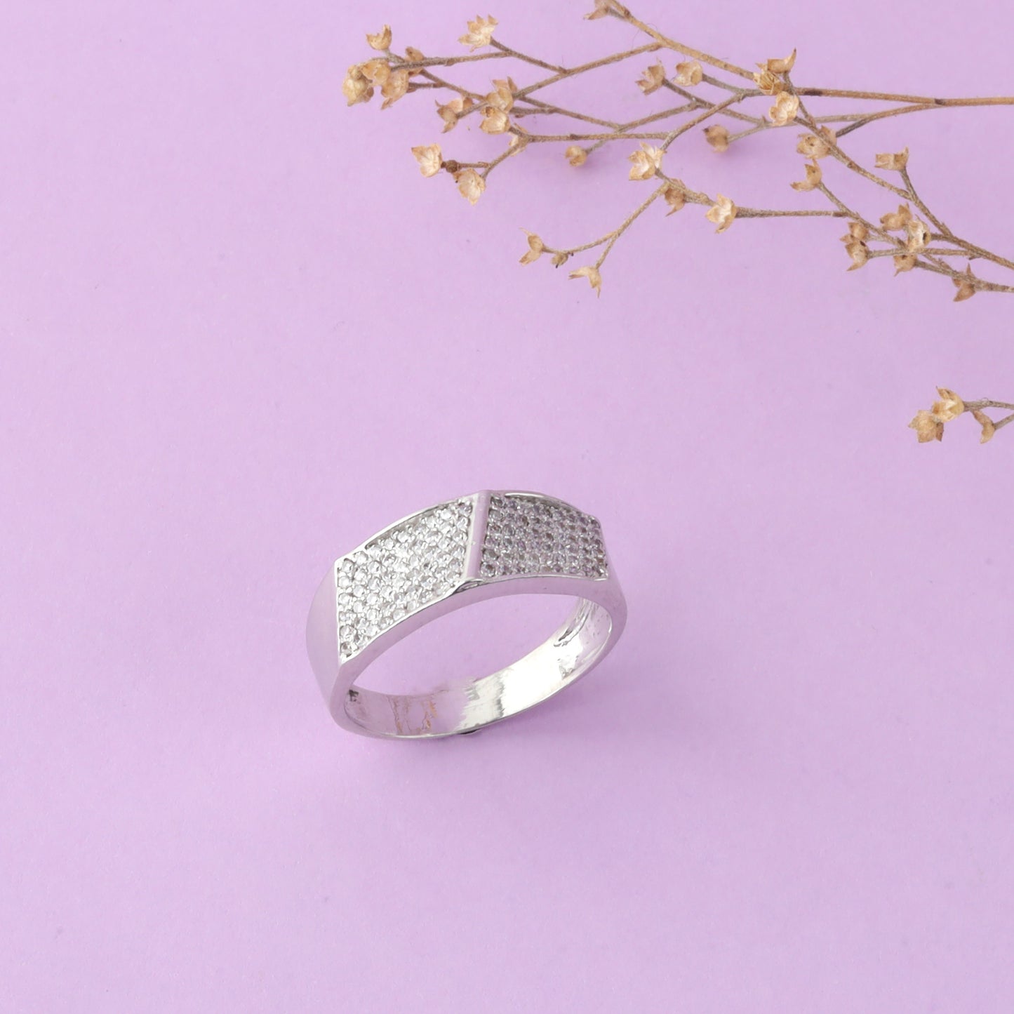 Modern Edge Silver Band