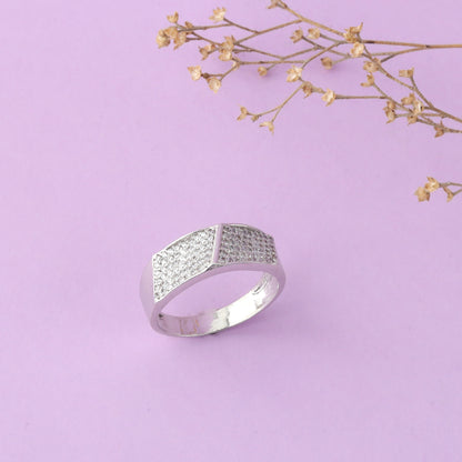 Modern Edge Silver Band