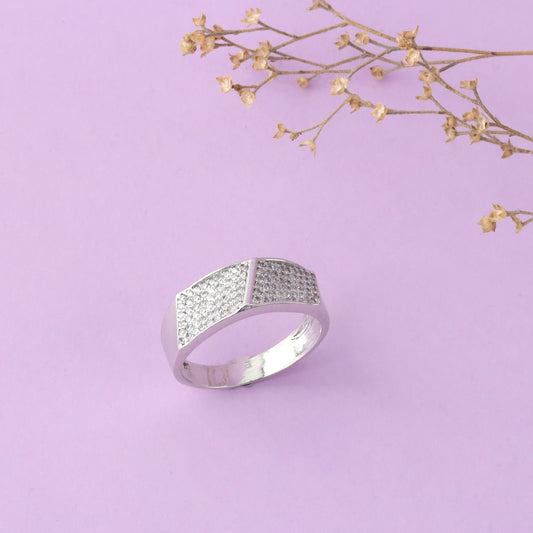 Modern Edge Silver Band