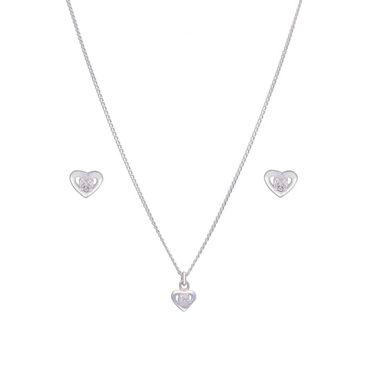 Shimmering Hearts Silver Pendant & Earring Set