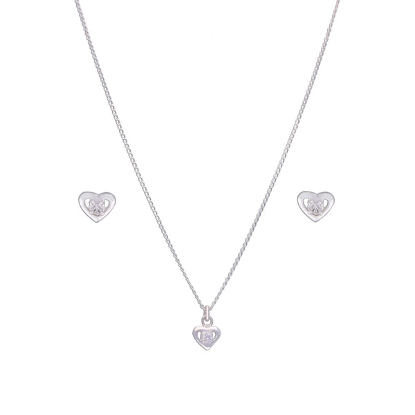 Shimmering Hearts Silver Pendant & Earring Set