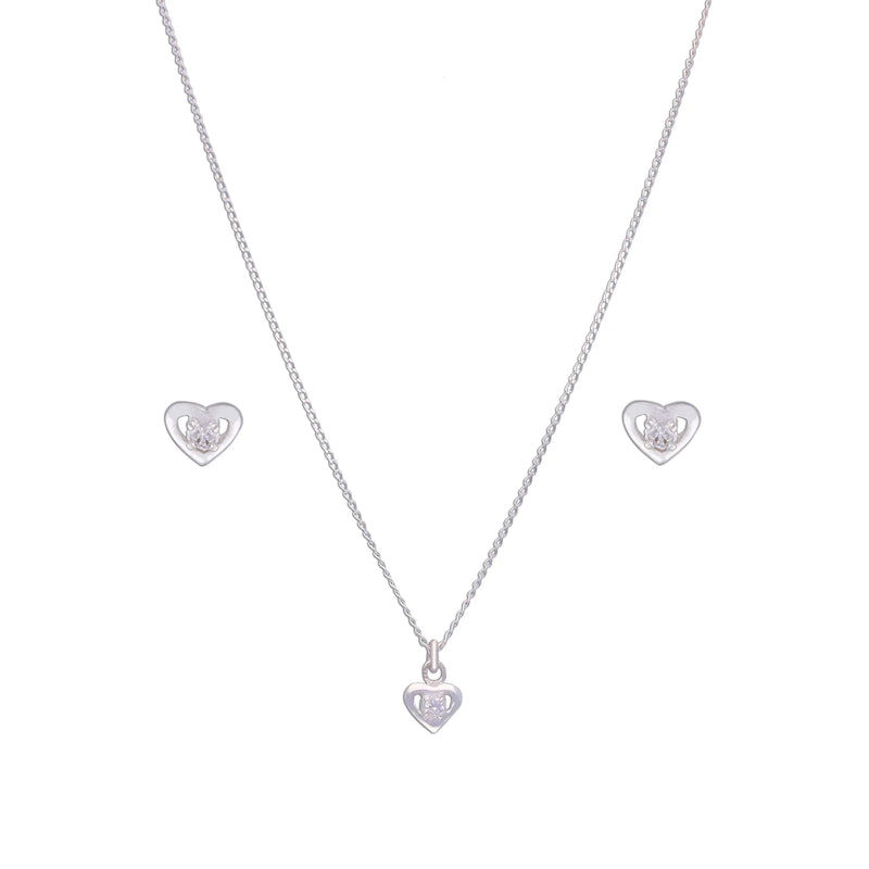 Shimmering Hearts Silver Pendant & Earring Set