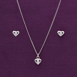 Shimmering Hearts Silver Pendant & Earring Set