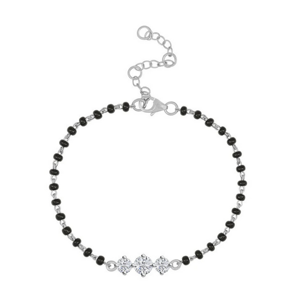 925 Sterling Silver Three Stone Mangalsutra Bracelet