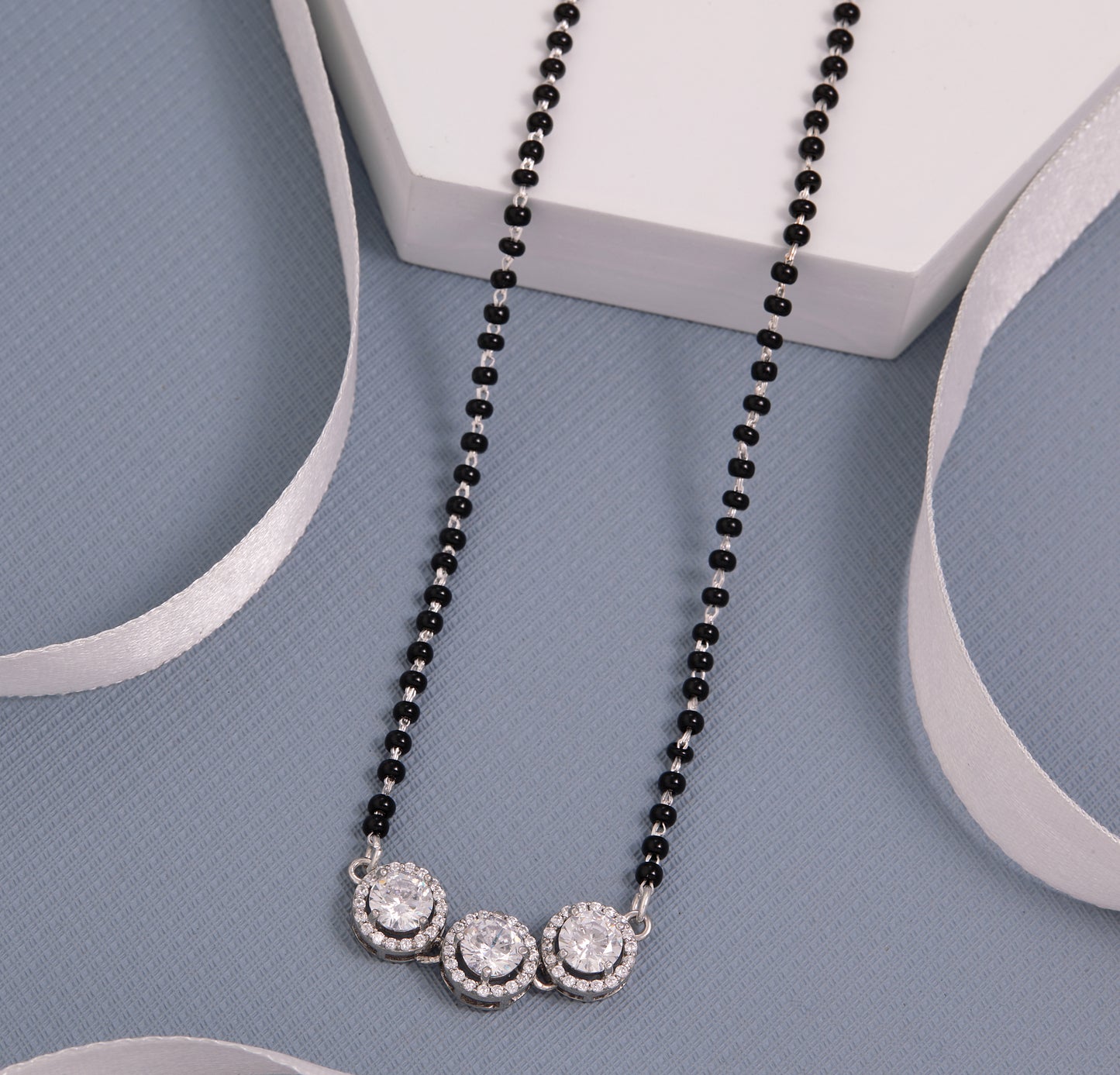 Three Stone Silver Mangalsutra