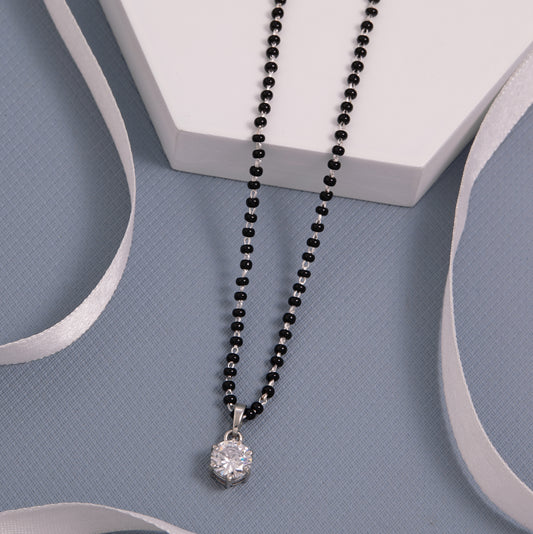 Single Stone Silver Mangalsutra