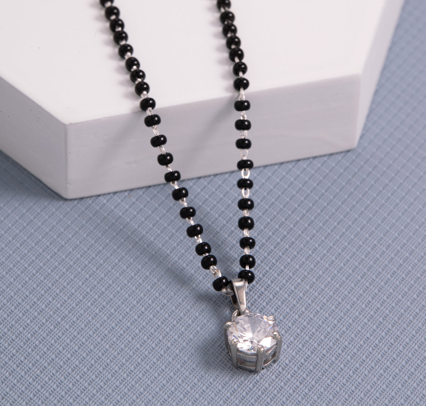 Single Stone Silver Mangalsutra