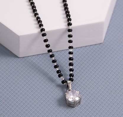 Single Stone Silver Mangalsutra