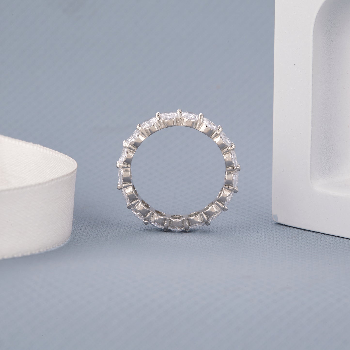 Ladies Silver Diamond Band