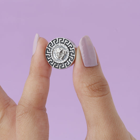 Elegant Silver Shirt Button